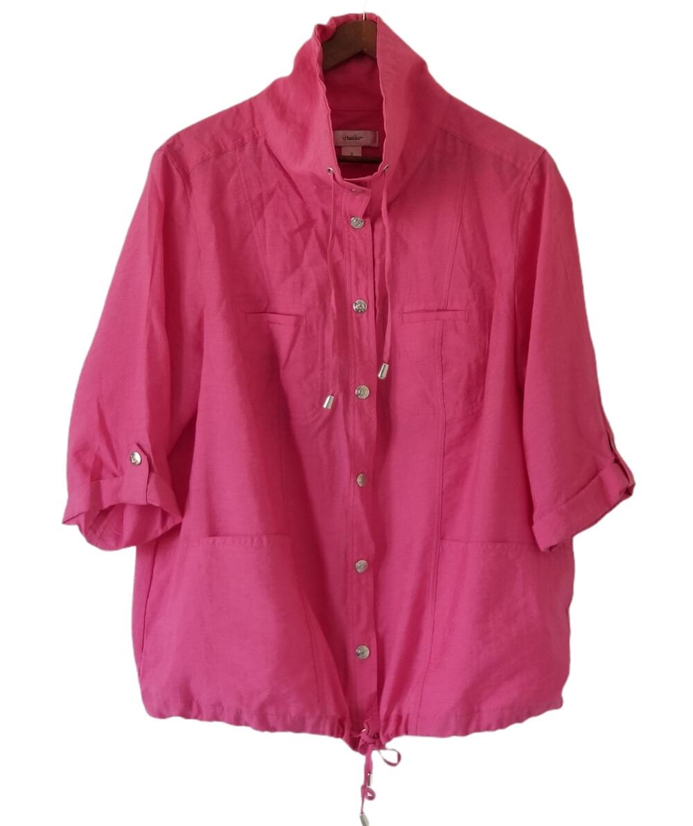 CJ banks Jacket short sleeve High neck collar - Color Fuchsia - Size X